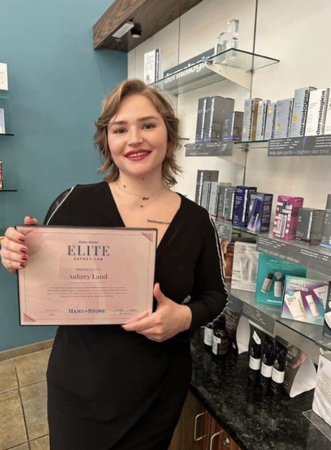 Aubrey Rowland, Class of 2021, Lead Elite Esthetician — Hand & Stone, graduate success at The Beauty Institute